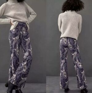 🆕️ Anthropologie Maeve Maria Metallic Paisley Retro Flare Leg Pants